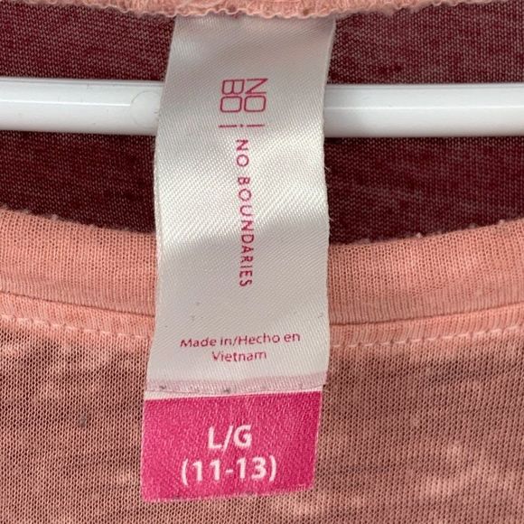 NOBO slub Tshirt red pink arrows Size Large 11-13 jr Semisheer 2811 - Picture 3 of 6